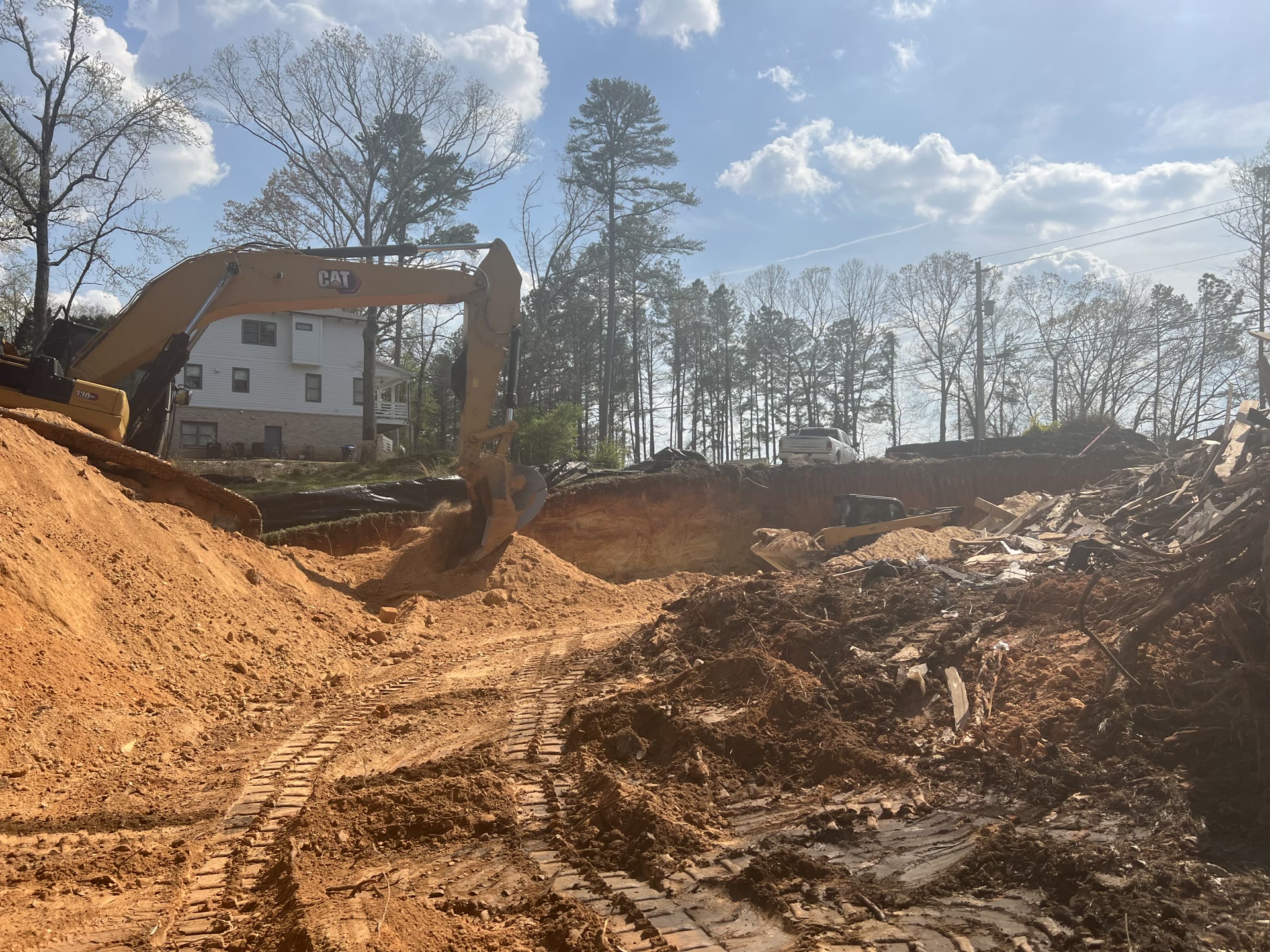 Heavy equipment on exposed cleared ground