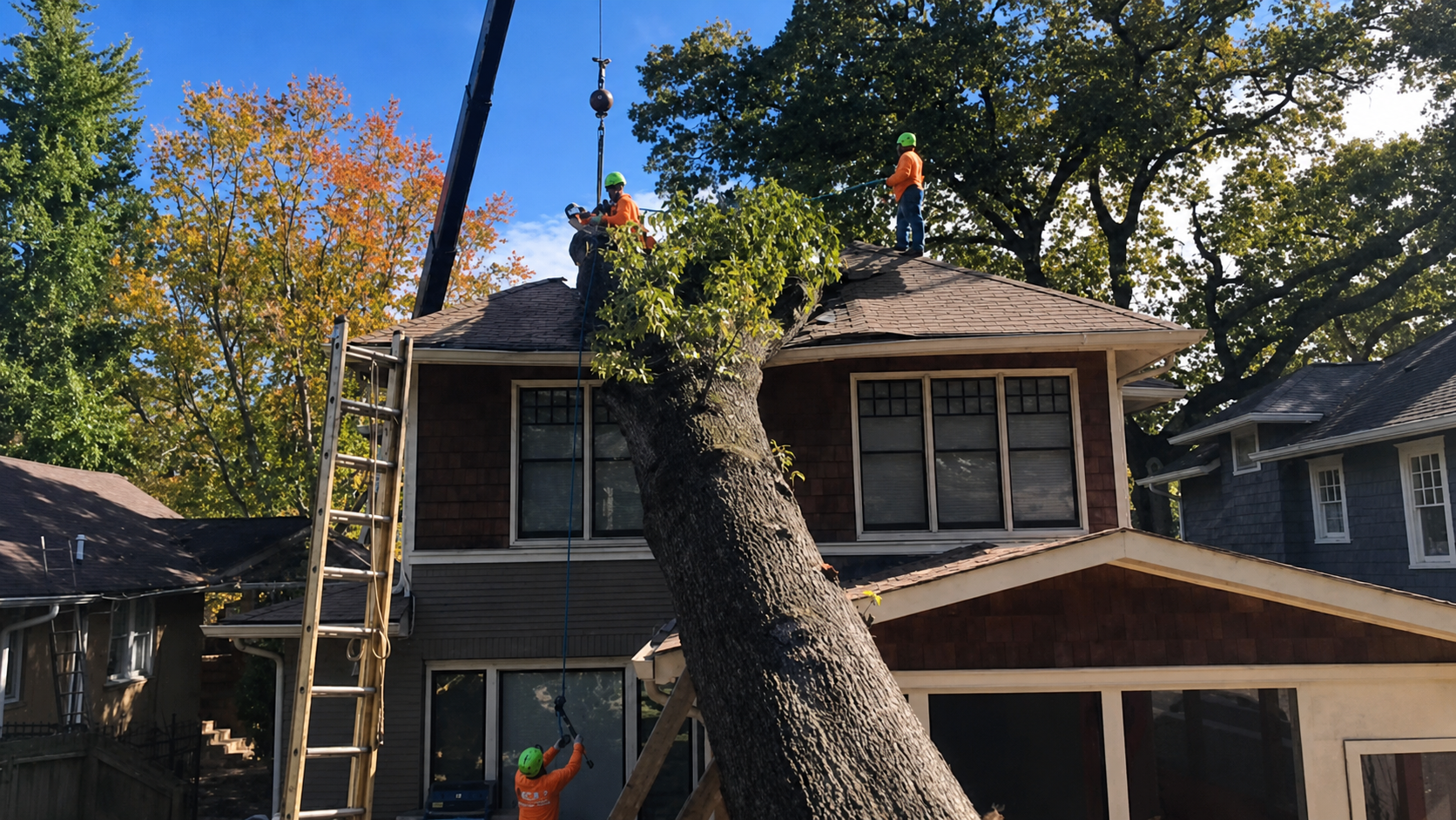 Apex crew responding to a large tree on a Greater Atlanta home